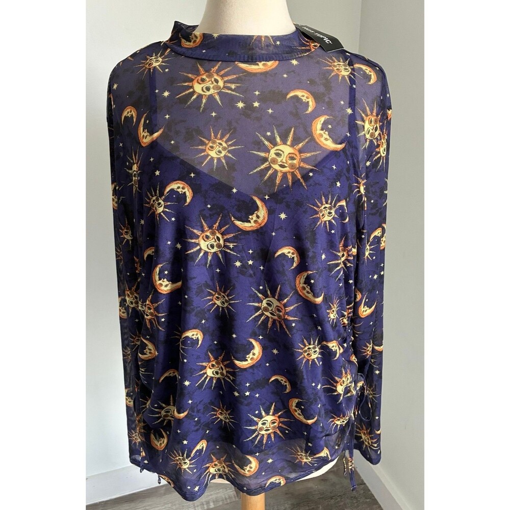 Hot Topic Celestial Sun Moon Mesh 2Fer Top Women's Plus Size 3 NWT Gothic